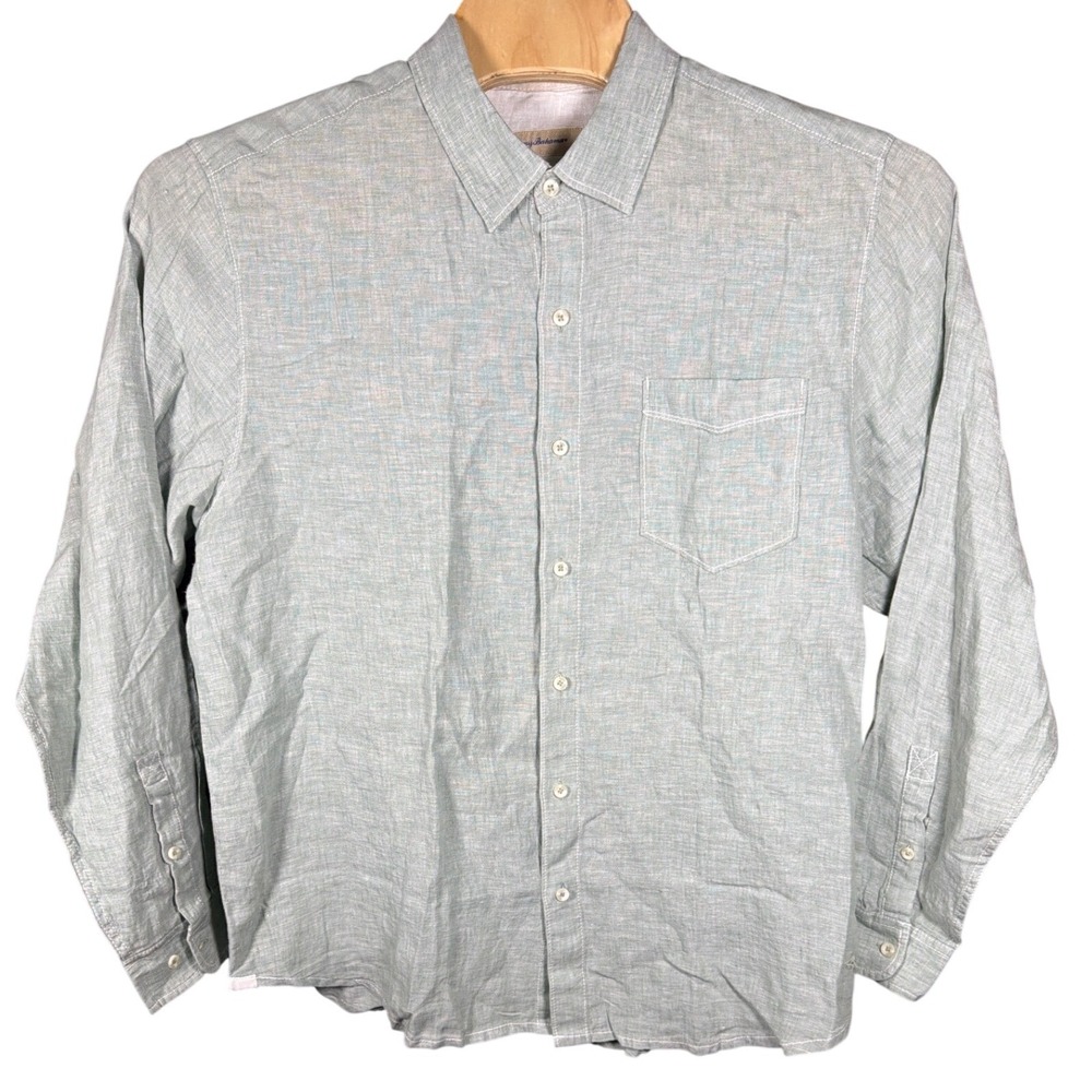 Tommy Bahama‎ Mens New Party Breezer LS Linen Shirt Tropical Fern Green XL